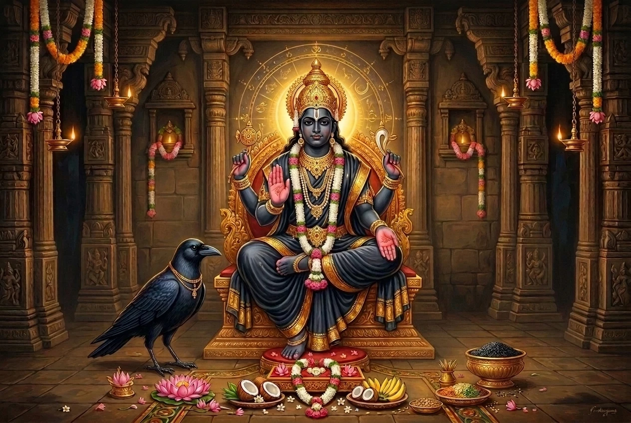 Shani Tailabhishekam Seva with pure sesame oil