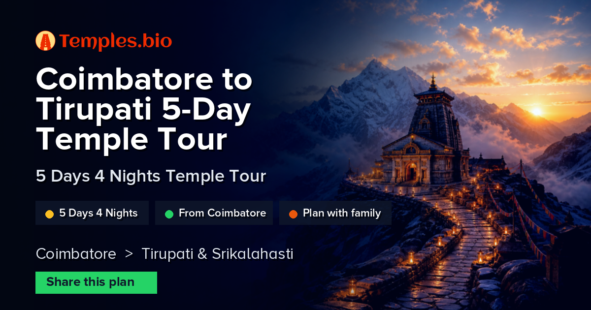 Coimbatore to Tirupati 5-Day Temple Tour